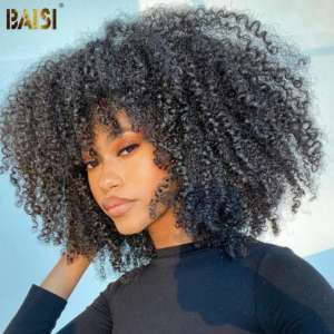 Baisi-Haar-Afro-Verworrene-Lockige-Per-cke-Mit-Bang-Volle-Maschine-Gemacht-Kopfhaut-Top-Per-cke-
